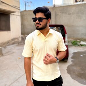 Cream Color Drop Kneedle Polo T-shirt