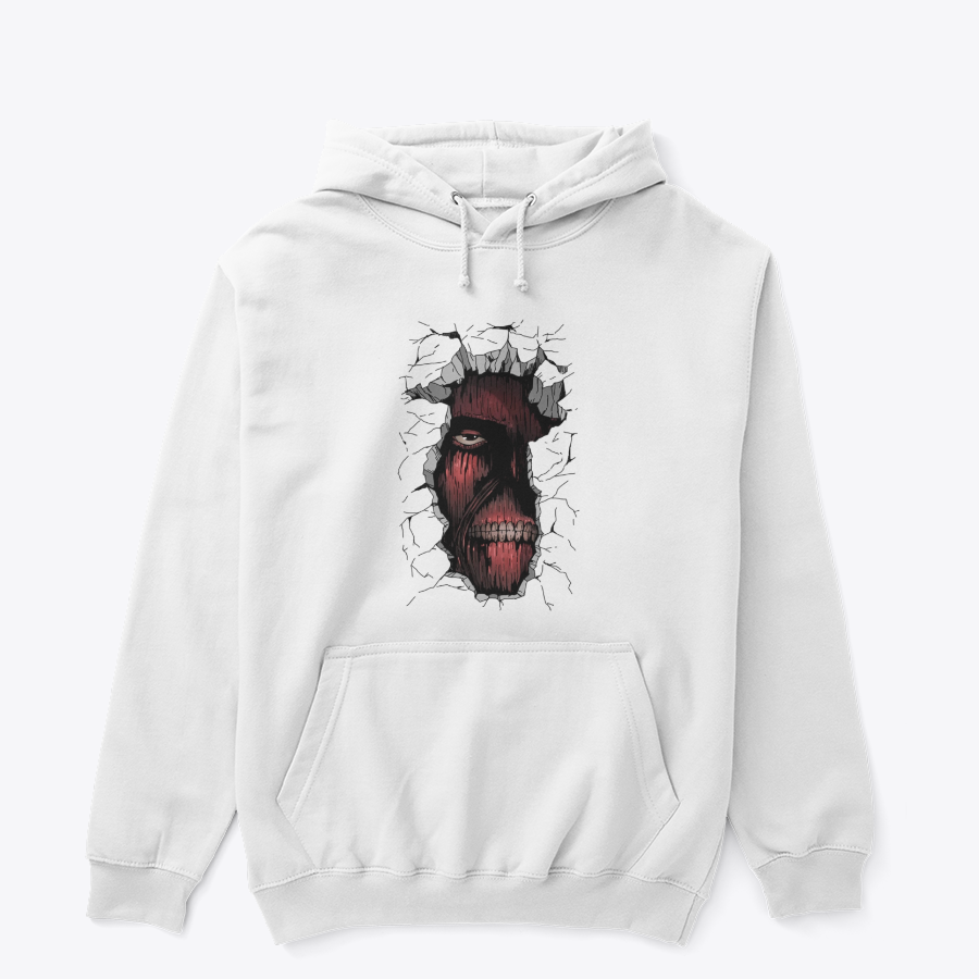 Cracked Face Graphic Hoodie (White)
