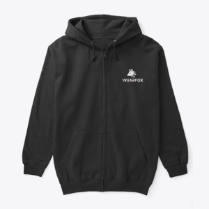 Black Zip Hoodie (Zipper Hoodie – WEARFOX Logo)